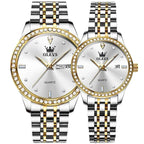 ELEGANCE® 3625 Couple Watch Luxury Brand Business Waterproof Stainless Steel Watch Elegant Dress His or Her Diamond Quartz Couple Watch