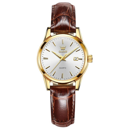 ELEGANCE® 6898 Fashion Waterproof Couple Wristwatches, PU Strap High Quality Exquisite Quartz Watches For Couple Luminous Calendar