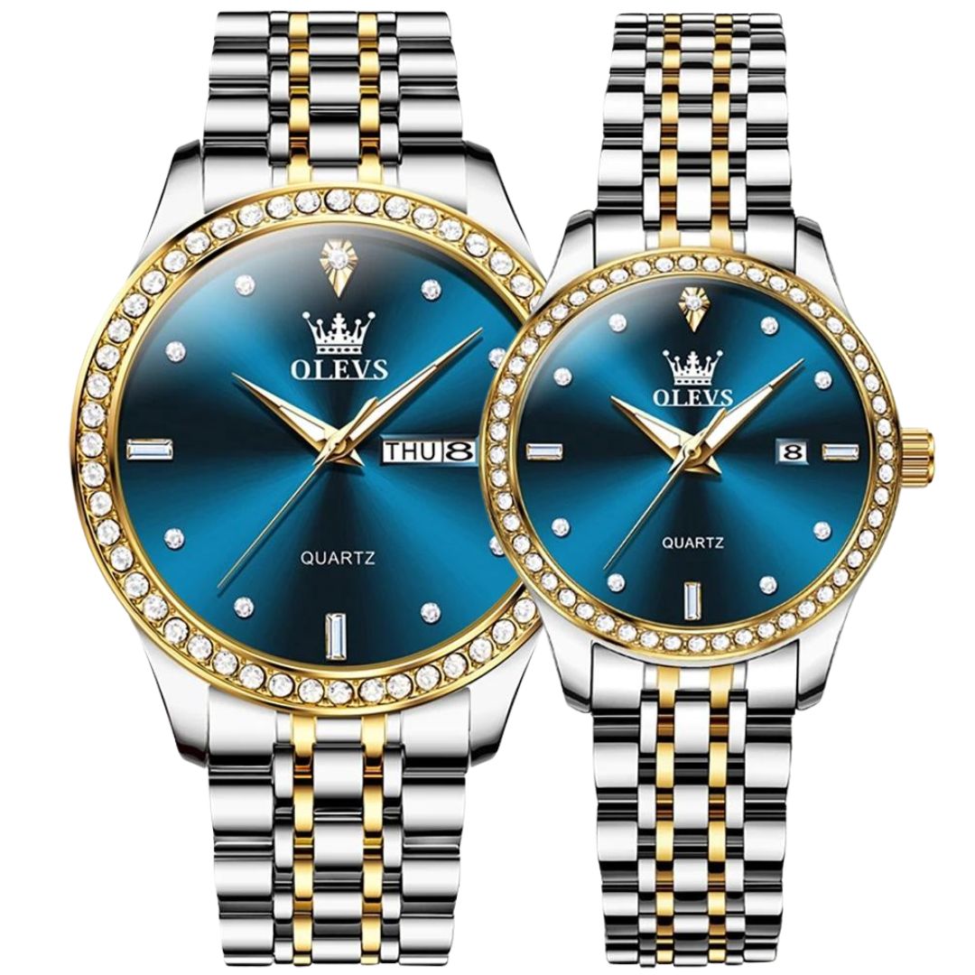 ELEGANCE® 3625 Couple Watch Luxury Brand Business Waterproof Stainless Steel Watch Elegant Dress His or Her Diamond Quartz Couple Watch