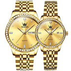 ELEGANCE® 3625 Couple Watch Luxury Brand Business Waterproof Stainless Steel Watch Elegant Dress His or Her Diamond Quartz Couple Watch