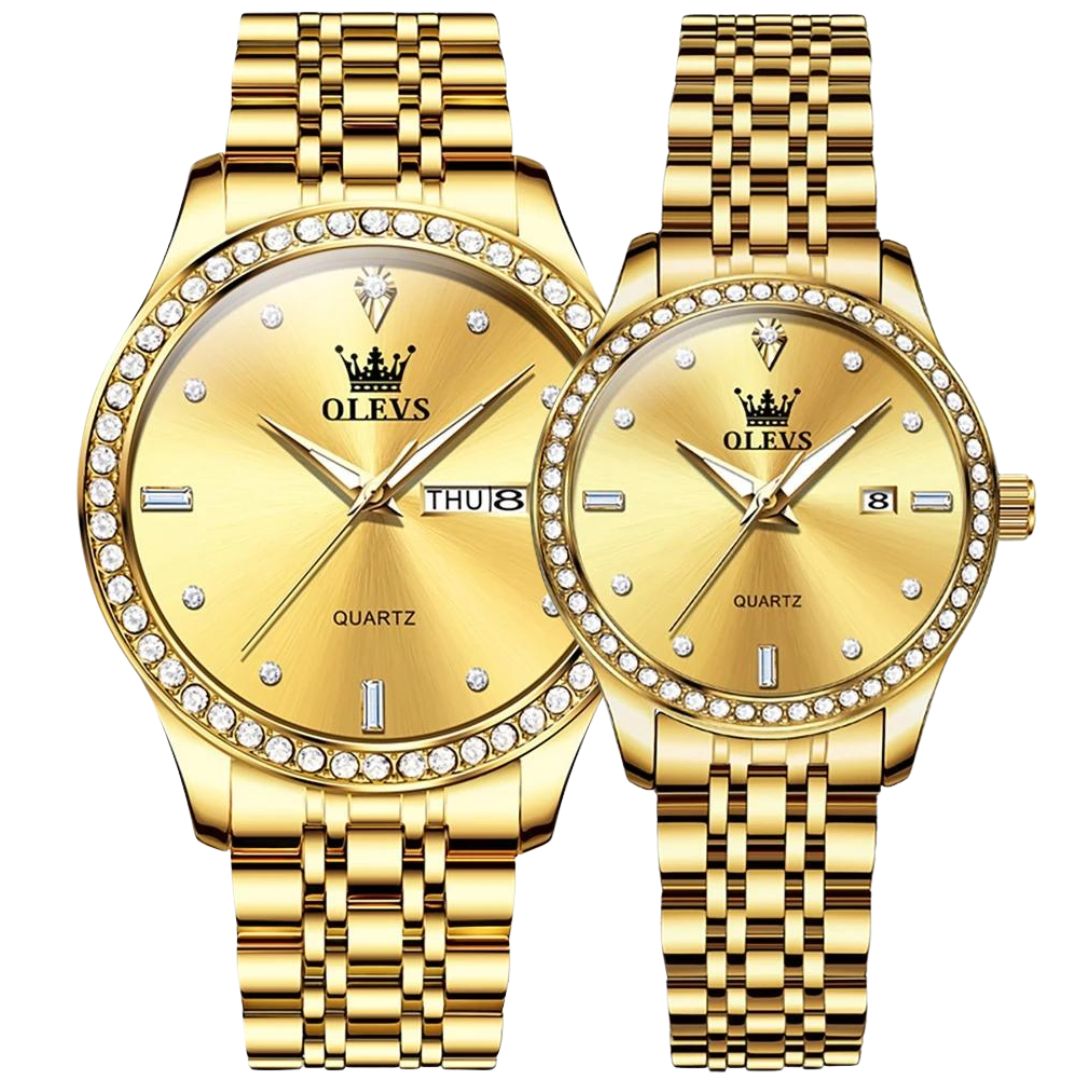 ELEGANCE® 3625 Couple Watch Luxury Brand Business Waterproof Stainless Steel Watch Elegant Dress His or Her Diamond Quartz Couple Watch