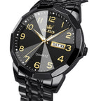ELEGANCE® 9970 Men Luxury Quartz Watch Number Dial Rhombus Mirror Hand Clock Stainless Steel Original Watches