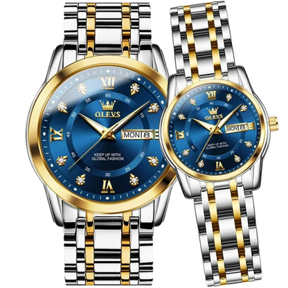 ELEGANCE® 5513 Men Watch Stainless Steel Waterproof Men's Watches Luxury Gold Diamond Lover's Wristwatches