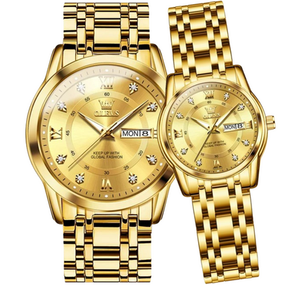 ELEGANCE® 5513 Men Watch Stainless Steel Waterproof Men's Watches Luxury Gold Diamond Lover's Wristwatches