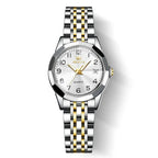 ELEGANCE® 9970 Men Luxury Quartz Watch Number Dial Rhombus Mirror Hand Clock Stainless Steel Original Watches