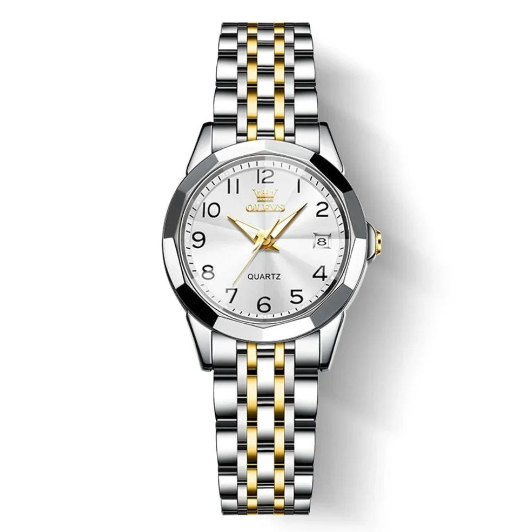 ELEGANCE® 9970 Men Luxury Quartz Watch Number Dial Rhombus Mirror Hand Clock Stainless Steel Original Watches
