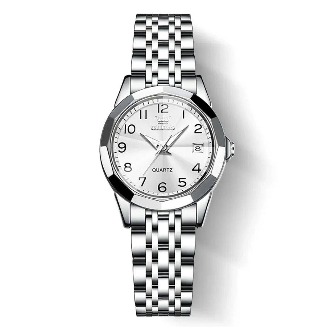 ELEGANCE® 9970 Men Luxury Quartz Watch Number Dial Rhombus Mirror Hand Clock Stainless Steel Original Watches
