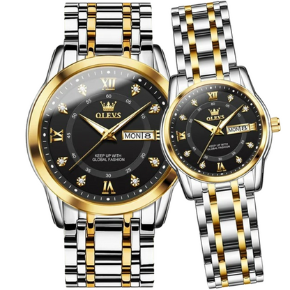 ELEGANCE® 5513 Men Watch Stainless Steel Waterproof Men's Watches Luxury Gold Diamond Lover's Wristwatches