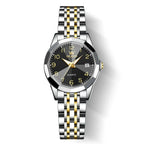 ELEGANCE® 9970 Men Luxury Quartz Watch Number Dial Rhombus Mirror Hand Clock Stainless Steel Original Watches