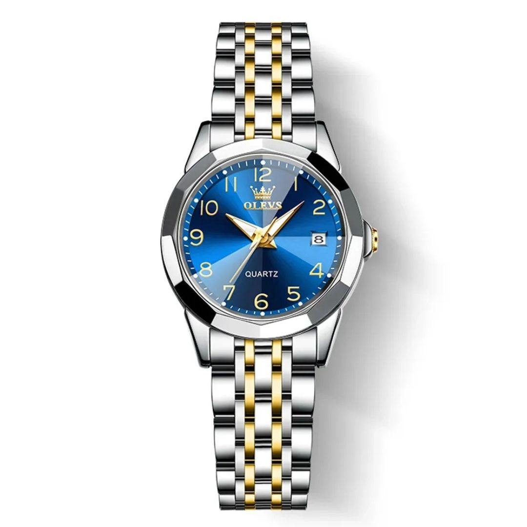 ELEGANCE® 9970 Men Luxury Quartz Watch Number Dial Rhombus Mirror Hand Clock Stainless Steel Original Watches