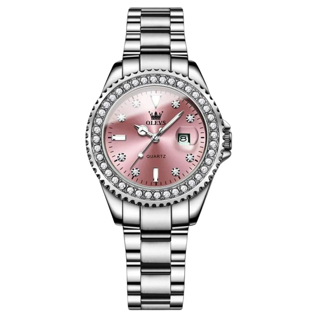 ELEGANCE® 9945 Diamond Dial Quartz Watch for Women Fashion Elegant Ladies Watches Stainless Steel Waterproof Women's Wristwatch