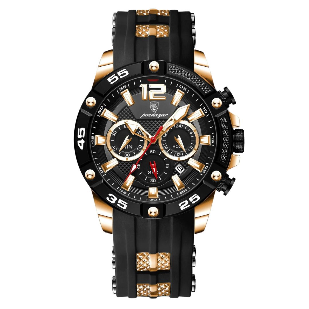 Elegance® 912 Sport Chrono Luxury Man Wristwatch Chronograph Waterproof Luminous Date Watches for Men Casual Quartz Silicone Men Watch