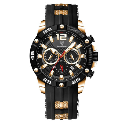 Elegance® 912 Sport Chrono Luxury Man Wristwatch Chronograph Waterproof Luminous Date Watches for Men Casual Quartz Silicone Men Watch