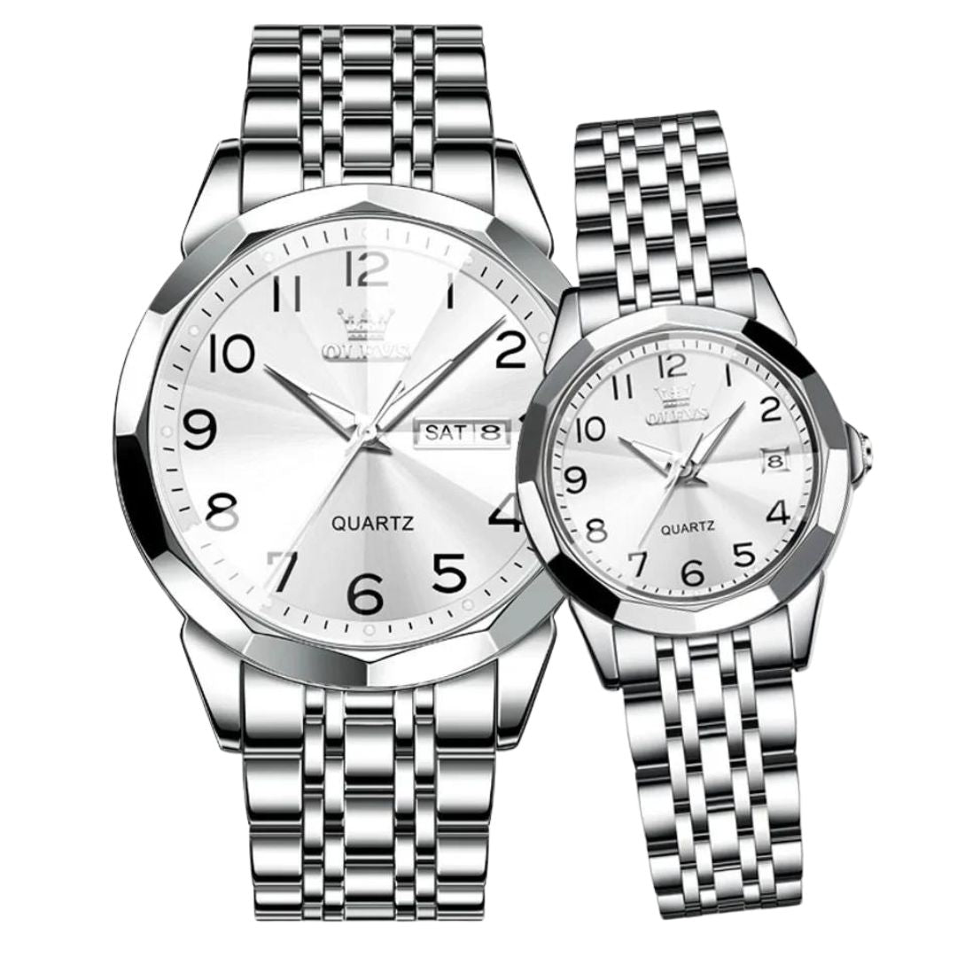 ELEGANCE® 9970 Men Luxury Quartz Watch Number Dial Rhombus Mirror Hand Clock Stainless Steel Original Watches