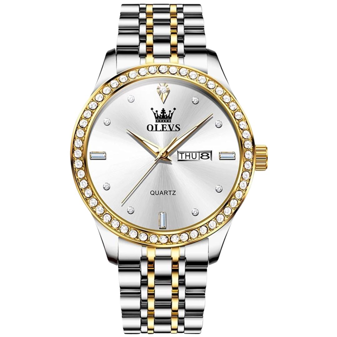 ELEGANCE® 3625 Couple Watch Luxury Brand Business Waterproof Stainless Steel Watch Elegant Dress His or Her Diamond Quartz Couple Watch