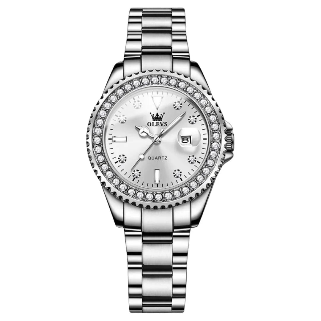 ELEGANCE® 9945 Diamond Dial Quartz Watch for Women Fashion Elegant Ladies Watches Stainless Steel Waterproof Women's Wristwatch