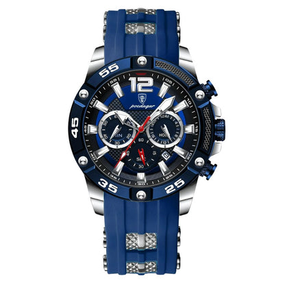 Elegance® 912 Sport Chrono Luxury Man Wristwatch Chronograph Waterproof Luminous Date Watches for Men Casual Quartz Silicone Men Watch