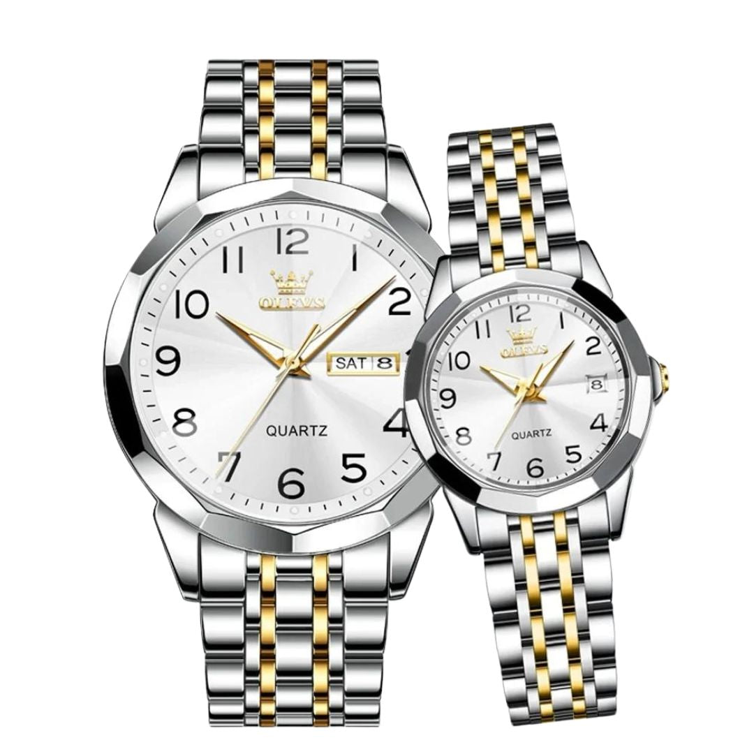 ELEGANCE® 9970 Men Luxury Quartz Watch Number Dial Rhombus Mirror Hand Clock Stainless Steel Original Watches