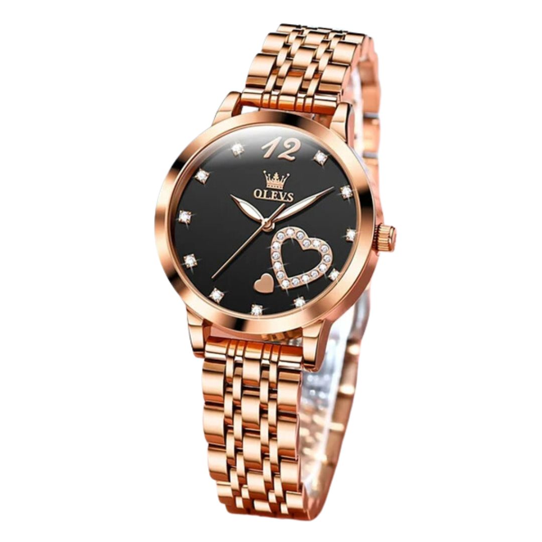 ELEGANCE® 5189 Women's Watches Fashion Quartz Watch Stainless steel Waterproof Set With Diamonds Love Luxury female Wristwatch