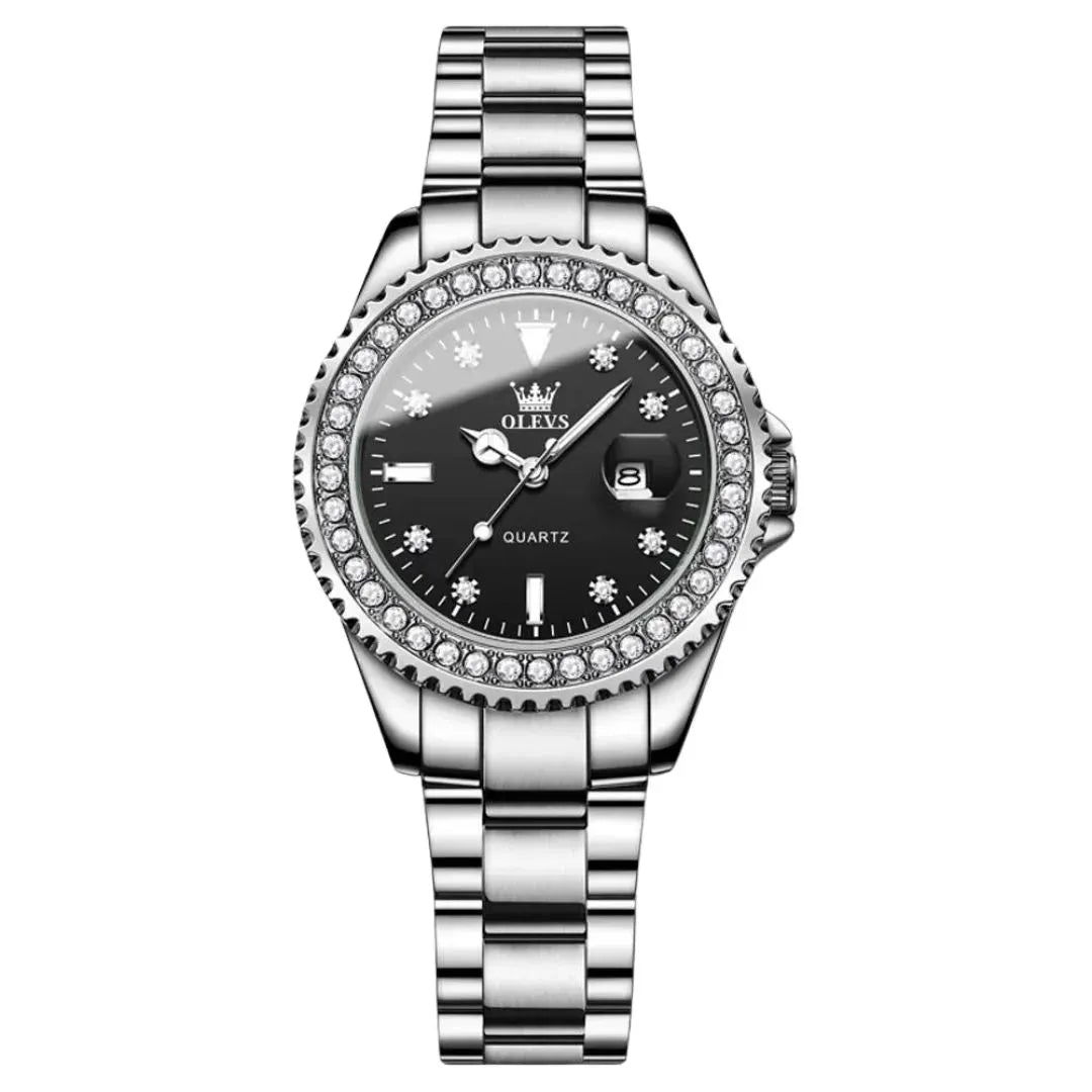 ELEGANCE® 9945 Diamond Dial Quartz Watch for Women Fashion Elegant Ladies Watches Stainless Steel Waterproof Women's Wristwatch