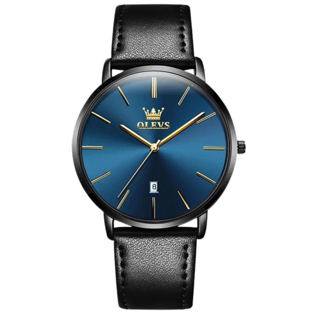 ELEGANCE® 5869 Ultra Thin 6.5mm Men Watch Luxury Quartz Minimalist Waterproof Date Bussiness Watch Fashion Leather Strap