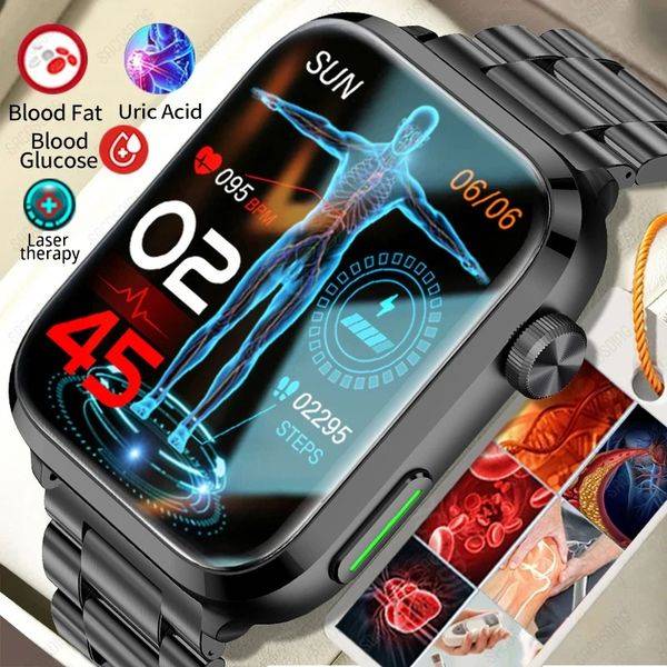 LASERTHERAPY PRO® - BEST MEDICAL DIAGNOSIS SMARTWATCH - BLOOD LIPIDS URIC ACID BLOOD GLUCOSE WATCH - ECG+PPG FITNESS TRACKER