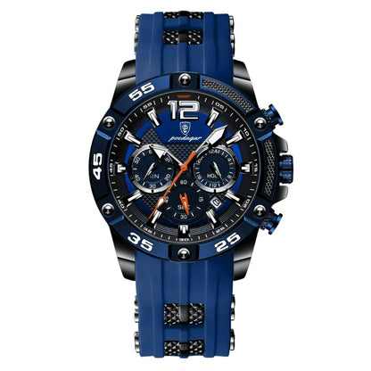 Elegance® 912 Sport Chrono Luxury Man Wristwatch Chronograph Waterproof Luminous Date Watches for Men Casual Quartz Silicone Men Watch