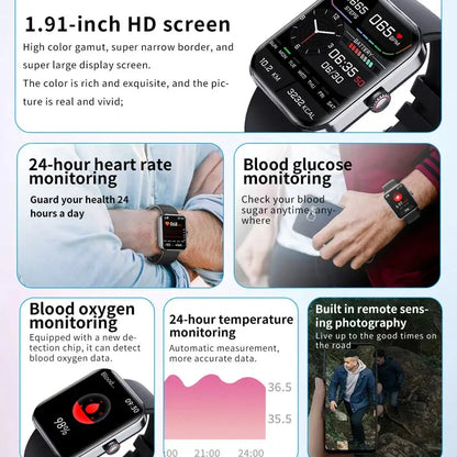 ELEGANCE ESTATE® 2024 NEW BLOOD GLUCOSE SUGAR SMART WATCH - 24 HOUR HEART RATE FITNESS TRACKER