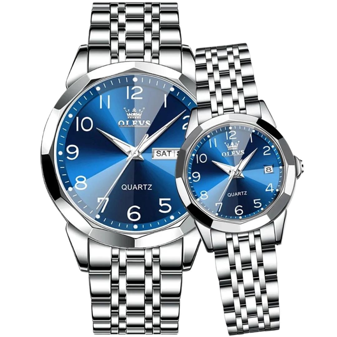 ELEGANCE® 9970 Men Luxury Quartz Watch Number Dial Rhombus Mirror Hand Clock Stainless Steel Original Watches