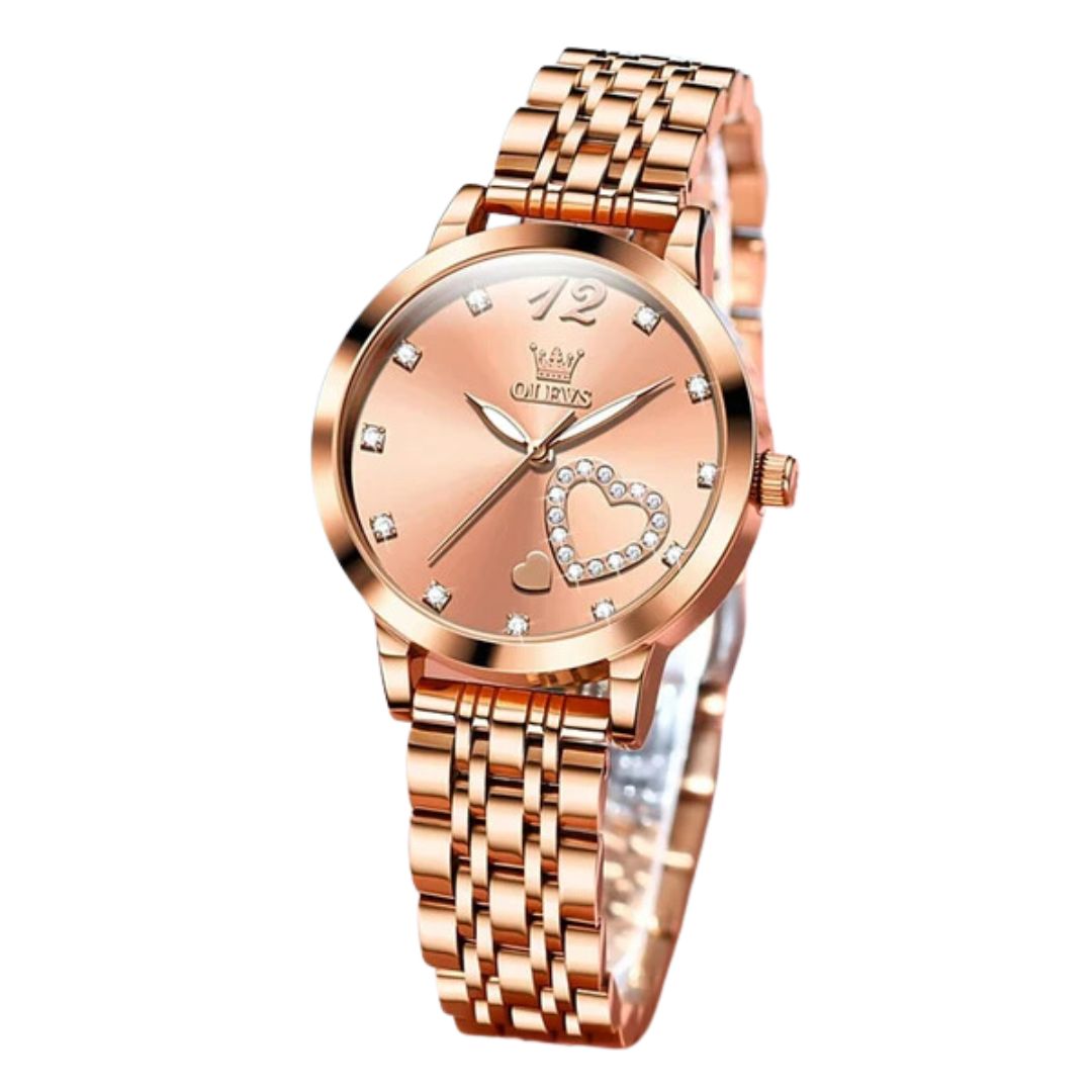 ELEGANCE® 5189 Women's Watches Fashion Quartz Watch Stainless steel Waterproof Set With Diamonds Love Luxury female Wristwatch