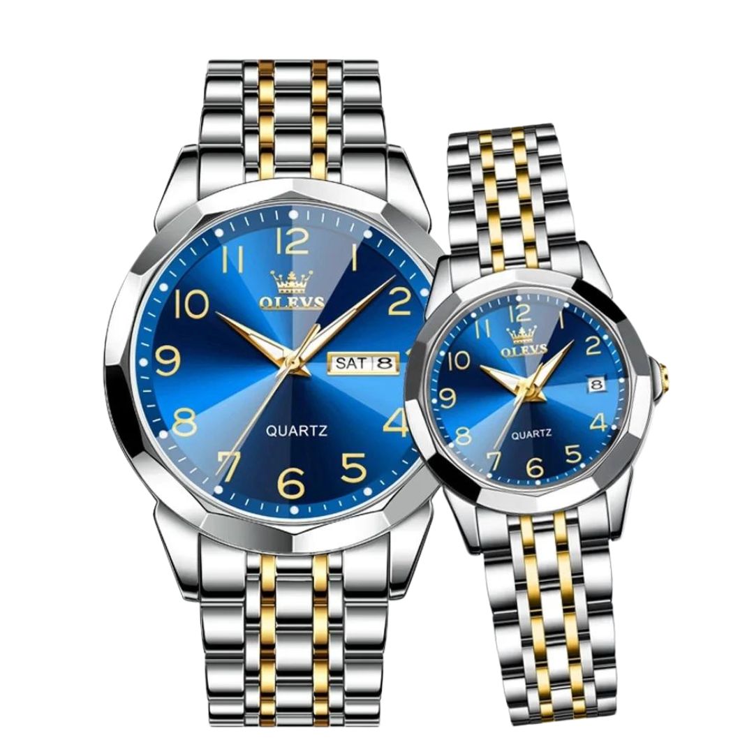 ELEGANCE® 9970 Men Luxury Quartz Watch Number Dial Rhombus Mirror Hand Clock Stainless Steel Original Watches