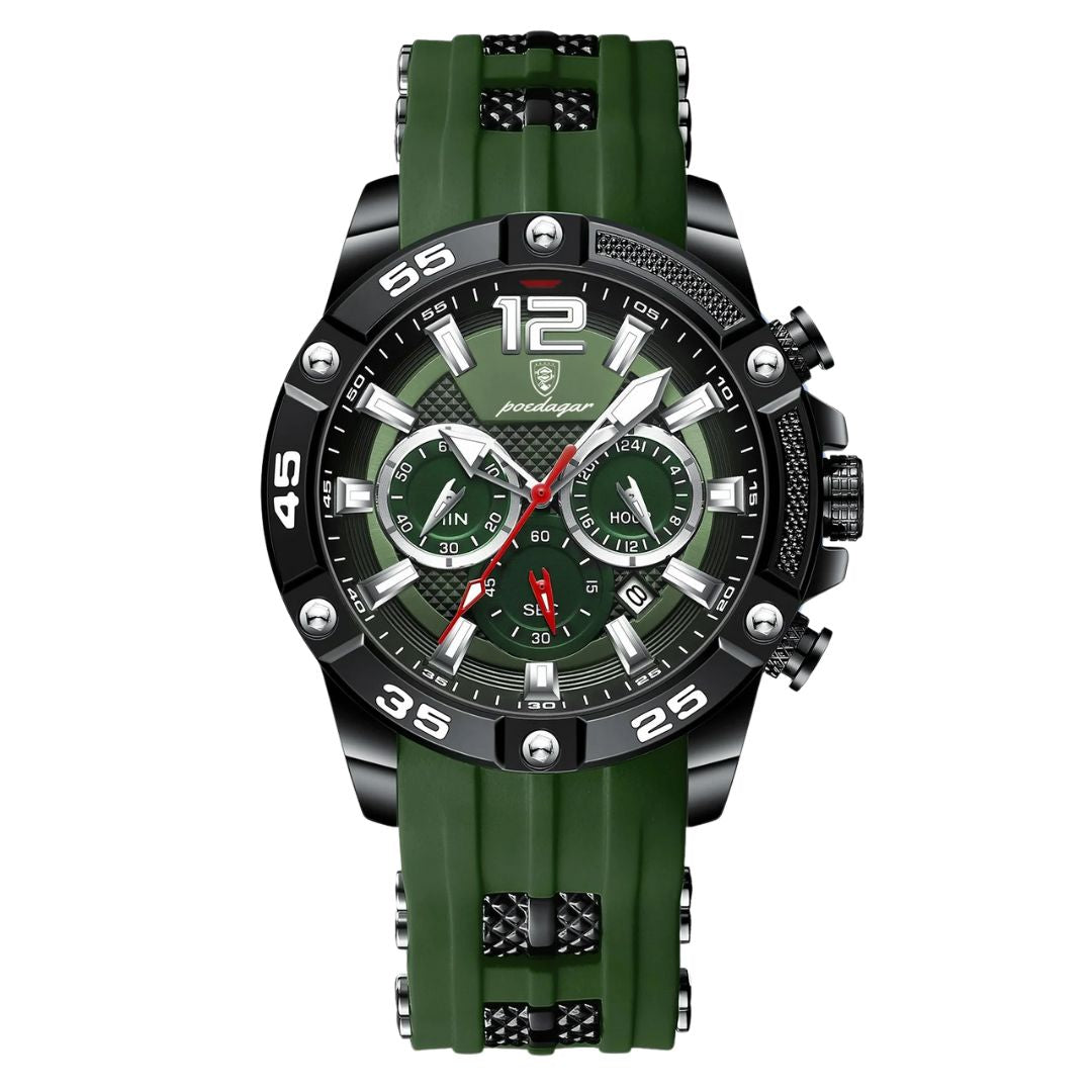 Elegance® 912 Sport Chrono Luxury Man Wristwatch Chronograph Waterproof Luminous Date Watches for Men Casual Quartz Silicone Men Watch