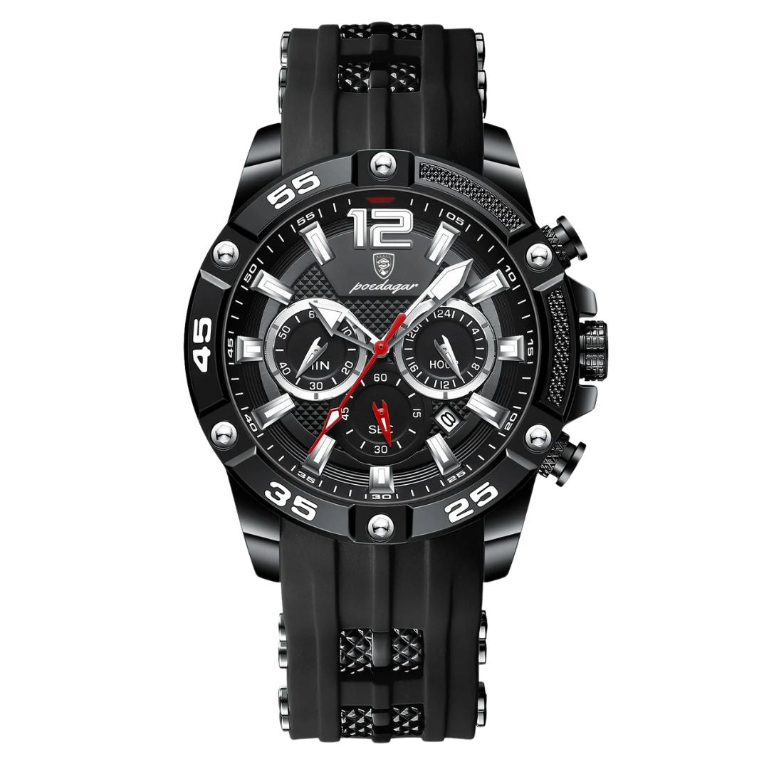 Elegance® 912 Sport Chrono Luxury Man Wristwatch Chronograph Waterproof Luminous Date Watches for Men Casual Quartz Silicone Men Watch