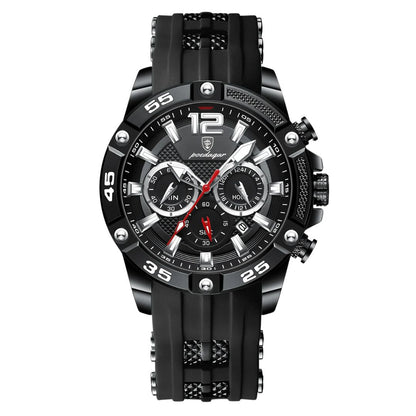 Elegance® 912 Sport Chrono Luxury Man Wristwatch Chronograph Waterproof Luminous Date Watches for Men Casual Quartz Silicone Men Watch