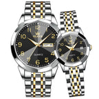 ELEGANCE® 9970 Men Luxury Quartz Watch Number Dial Rhombus Mirror Hand Clock Stainless Steel Original Watches