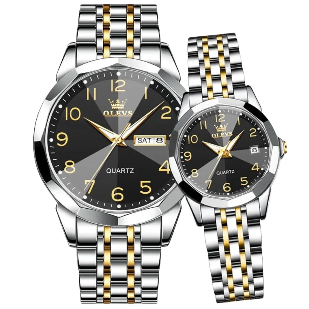 ELEGANCE® 9970 Men Luxury Quartz Watch Number Dial Rhombus Mirror Hand Clock Stainless Steel Original Watches