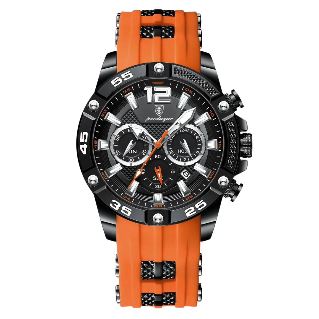 Elegance® 912 Sport Chrono Luxury Man Wristwatch Chronograph Waterproof Luminous Date Watches for Men Casual Quartz Silicone Men Watch