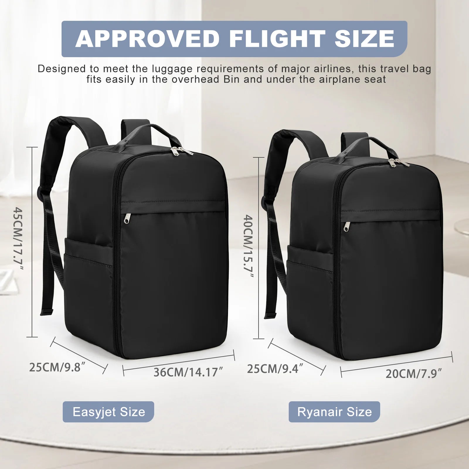 Elegance TravelMate Elite Backpack - 40x20x25 Cabin Bag, Hand Luggage Travel Backpack for Easyjet Cabin Bag 45x36x20, Laptop Backpack for Women/Men