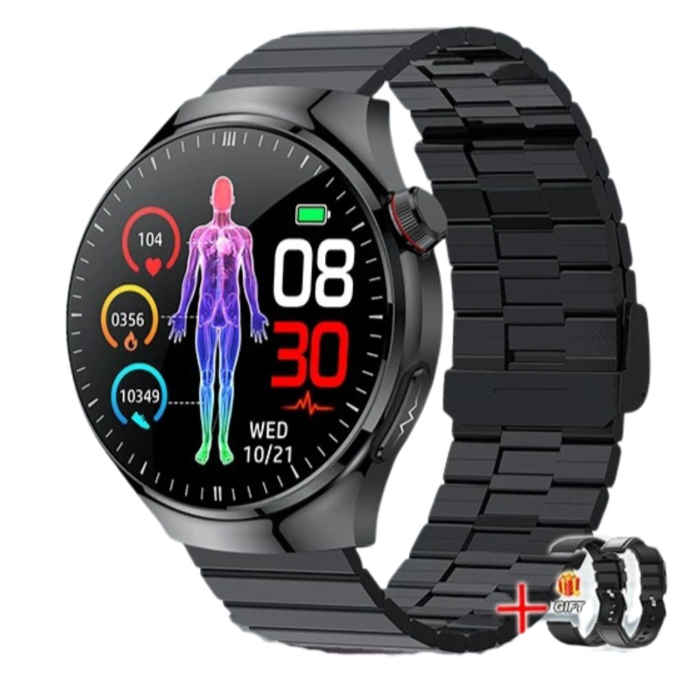 ELEGANCE HealthMaster Pro Smartwatch ECG+PPG Temperature Pulse Physiotherapy Men & Women 466*466 HD Health Management BT Call Sports Waterproof