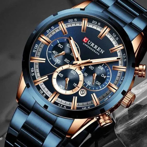 ELEGANCE® Men Watch Top Brand Luxury Sports Quartz Mens Watches Full Steel Waterproof Chronograph Wristwatch Men Relogio Masculino CURREN