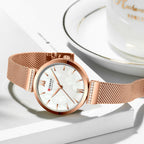 Elegance Glamour 9067 Watch for Women Luxury Quartz Gold Elegant Bracelet Wristwatch Female Clock Ladies Dress Stainless Steel