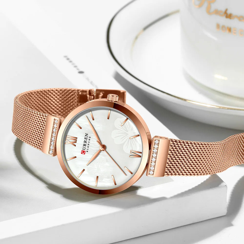 Elegance Glamour 9067 Watch for Women Luxury Quartz Gold Elegant Bracelet Wristwatch Female Clock Ladies Dress Stainless Steel