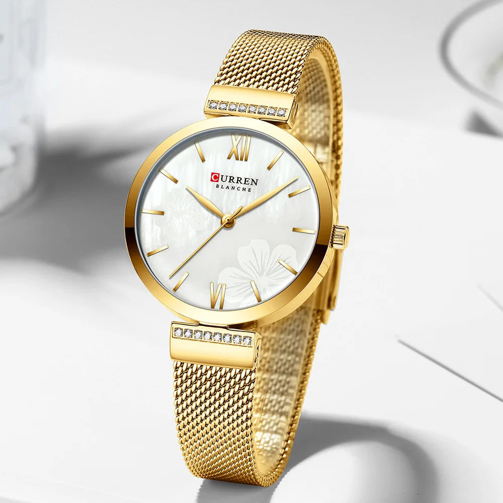 Elegance Glamour 9067 Watch for Women Luxury Quartz Gold Elegant Bracelet Wristwatch Female Clock Ladies Dress Stainless Steel