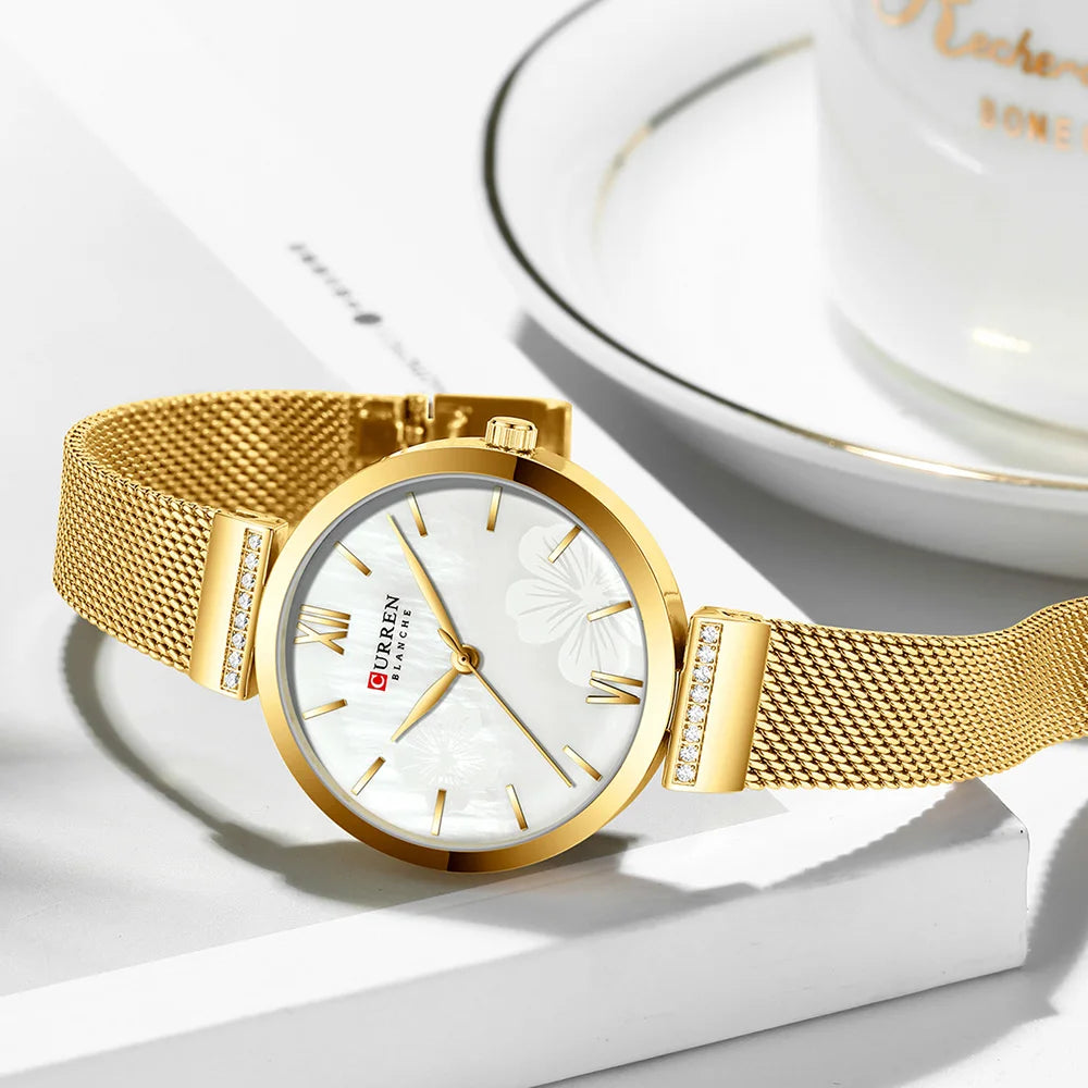 Elegance Glamour 9067 Watch for Women Luxury Quartz Gold Elegant Bracelet Wristwatch Female Clock Ladies Dress Stainless Steel