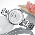 Elegance Prestige 9052 Women Watch - Luxury Brand Simple Casual Quartz Watches Women Silver Dress Wristwatch Female Clock Ladies Watch with Stainless Steel