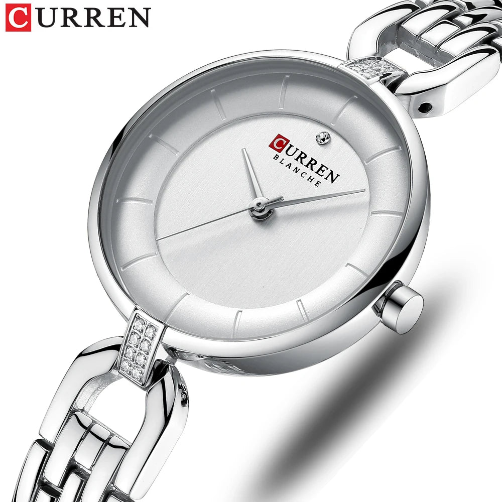 Elegance Prestige 9052 Women Watch - Luxury Brand Simple Casual Quartz Watches Women Silver Dress Wristwatch Female Clock Ladies Watch with Stainless Steel