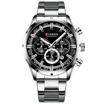 ELEGANCE® Men Watch Top Brand Luxury Sports Quartz Mens Watches Full Steel Waterproof Chronograph Wristwatch Men Relogio Masculino CURREN