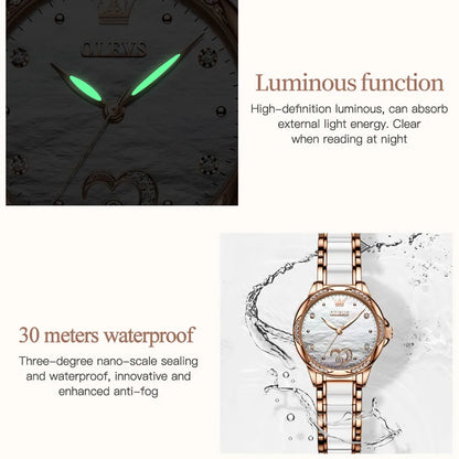 Elegance® 6631 Scarlet Diamond Women Watch Automatic Mechanical Ladies Creative Ceramics Steel Women's Bracelet Watches Female Clock Reloj Mujer New