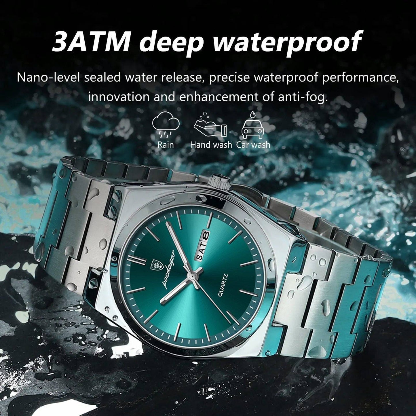 ELEGANCE® Luxury Watch For Man Waterproof Luminous Date Week Stainless Steel Men Watch Casual Quartz Men's Watches Male Clock POEDAGAR