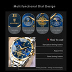 ELEGANCE® Luxury Man Wristwatch Waterproof Luminous Chronograph Watch for Men Stainless Steel Men's Quartz Watches POEDAGAR